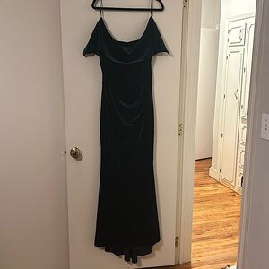 Emerald green velvet formal gown